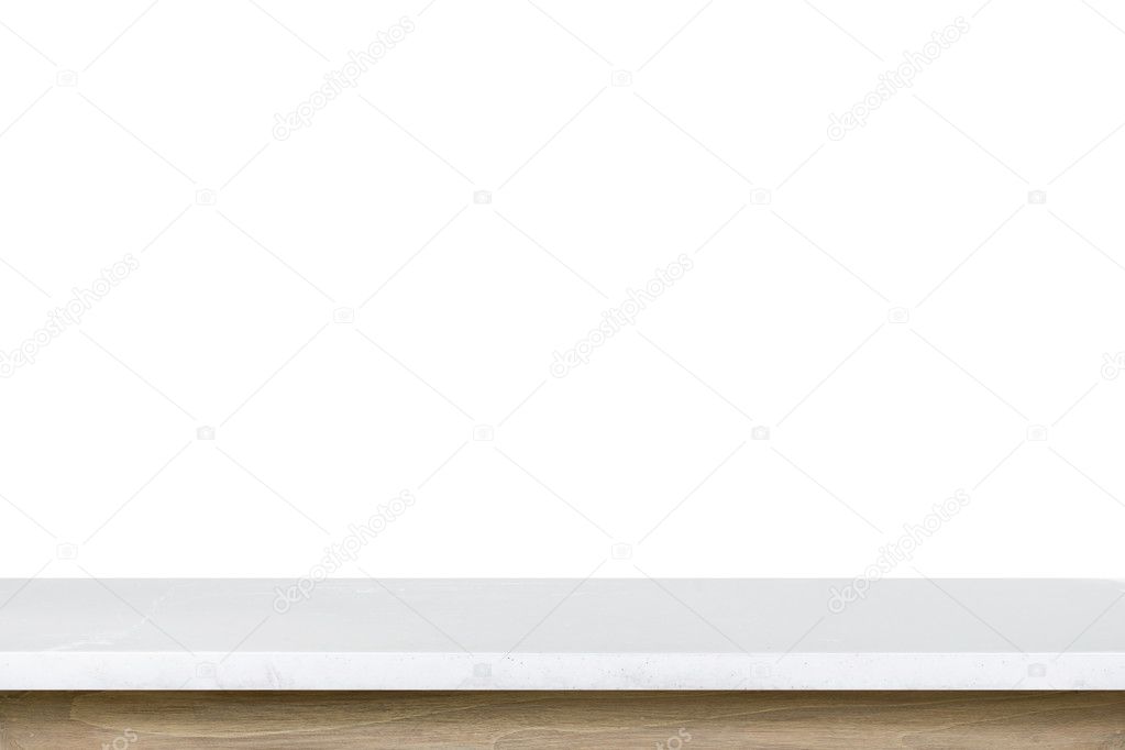 Empty top of granite stone table isolated on white background