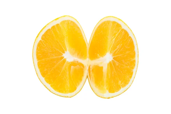 Macro slice of fresh orange isolated on white. Saved with clippi — Stock Photo, Image