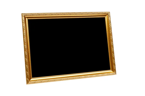 Gold vintage wooden photo frame isolated on white. Saved with cl — Stock Photo, Image