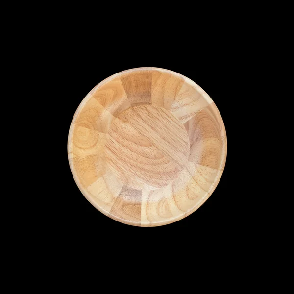 Vista dall'alto luminoso vuoto ciotola di legno isolato su bianco. Salvato con — Foto Stock