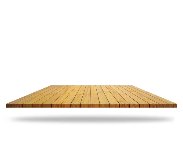 Lege boven aan houten tafel of teller geïsoleerd op een witte pagina — Stockfoto