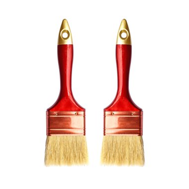 Beyaz arkaplanda izole edilmiş boya fırçası