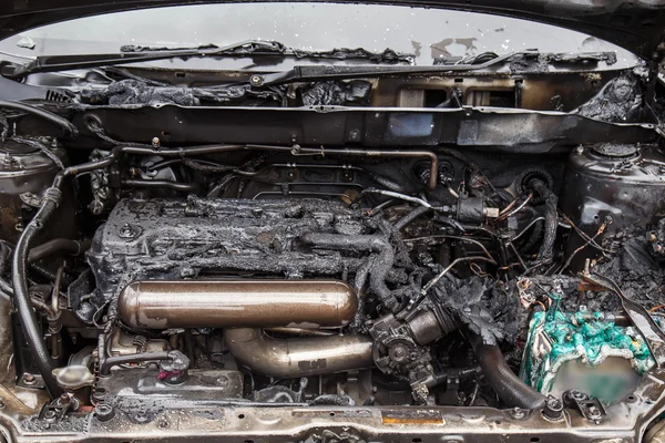Autó-motor égett — Stock Fotó