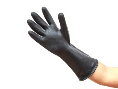 Beyaz arka plan üzerinde izole el giyim plastik eldiven