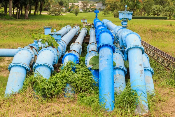 Big blue color main water supply — Stock Photo, Image