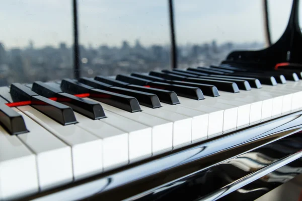 Close-up van piano toetsen — Stockfoto