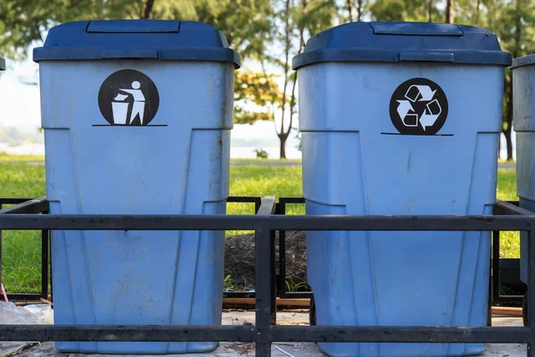 Different Bins For Collection Of Recycle Materials — Stock Photo, Image