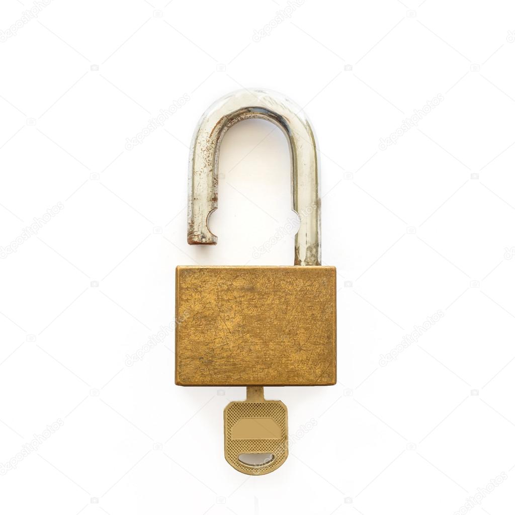 lock and key isolated on white background
