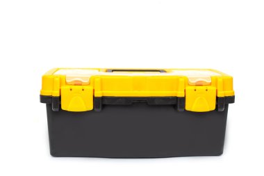 El araç kutusu Isolated beyaz arka plan üzerinde tutarak