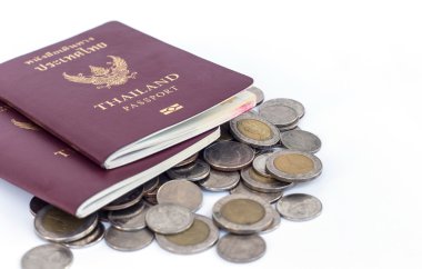 Tayland pasaportu beyaz arkaplanda izole edildi