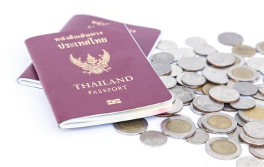 Tayland pasaportu beyaz arkaplanda izole edildi