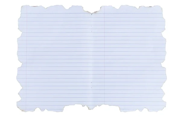 Lined paper with burned edges — Stock Photo, Image