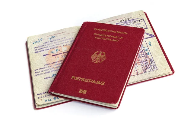 Pasy a víza izolovaných na bílém pozadí — Stock fotografie