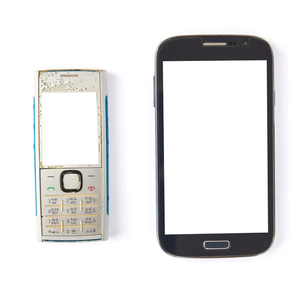 Two of mobile phone which different of technology — Stock Photo, Image