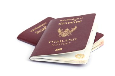 Tayland pasaportu beyaz arkaplanda izole edildi