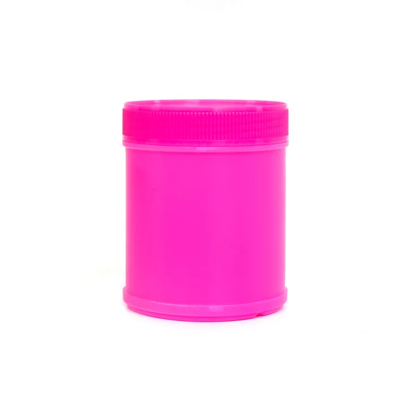 Пустой розовый пластиковый флакон — стоковое фото