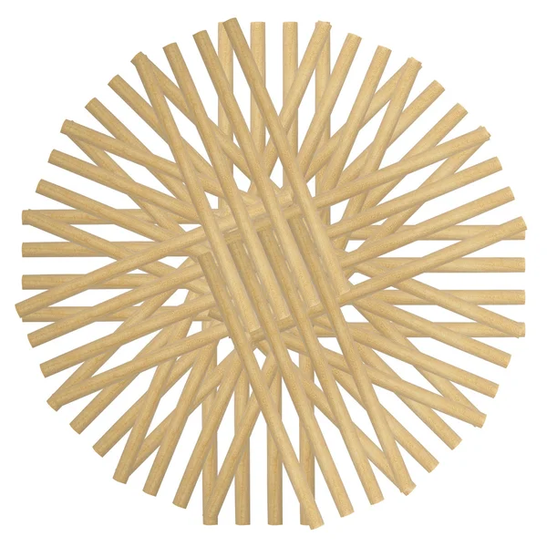 Abstrakt von runden Holzstäbchen isoliert auf weißem Hintergrund — Stockfoto