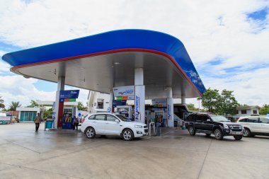 PTT Gas Station on Aug 31,14 in Thailand. PTT is a Thai state-owned SET-listed oil and gas company which owns extensive submarine gas pipelines in the Gulf of Thailand. clipart