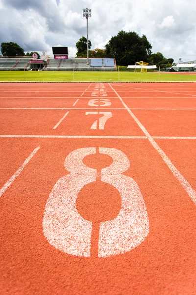 Trilha de corrida para atletismo — Fotografia de Stock