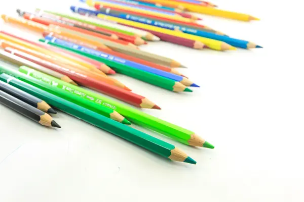 Colour pencils isolated on white background close up — Stock Photo, Image