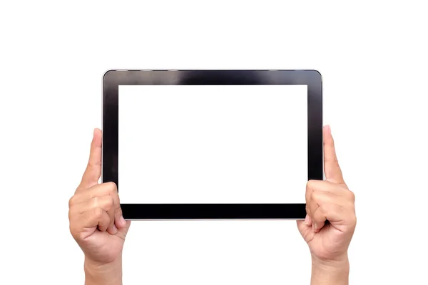 Hand holding tablet — Stock Photo, Image