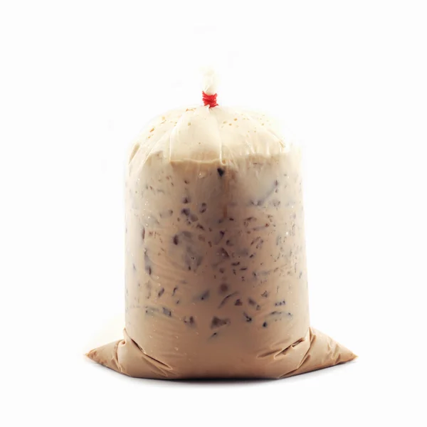 Ice coffee in plastic bag — Stock Photo, Image