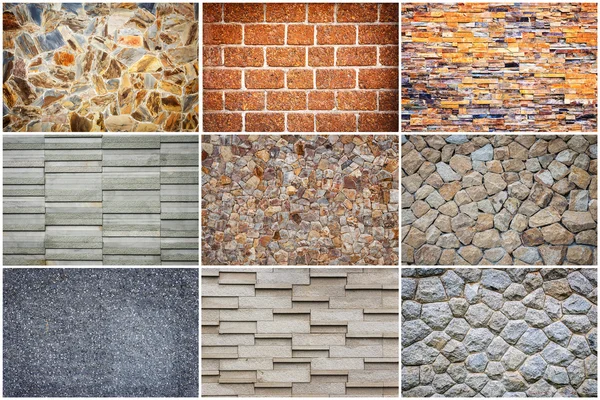 Set of Natural stone wall texture for background — Stock Photo, Image