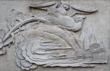 Çin tapınakta oyma granit kapatın