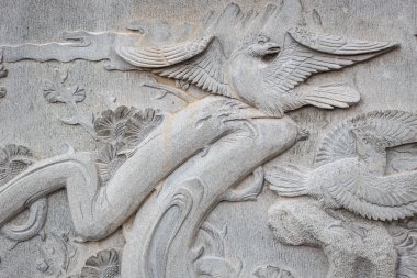 Çin tapınakta oyma granit kapatın