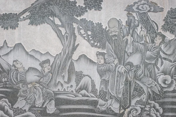 Крупним планом гранітне різьблення в китайському храмі — стокове фото