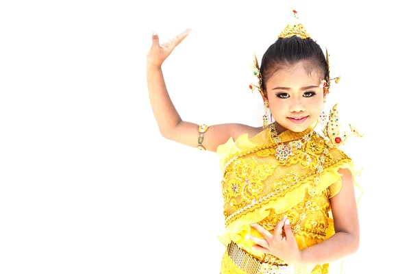 Söt thailändsk flicka klädd i typisk thailändsk klä — Stockfoto