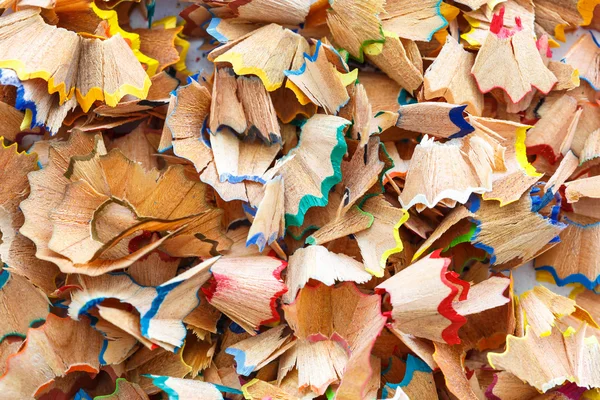 Close up colorful pencil shavings for background — Stock Photo, Image