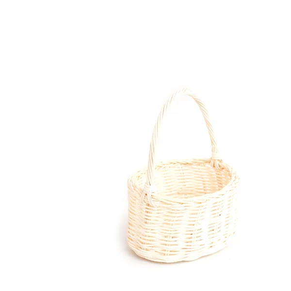 Wooden Basket handmade isolated on white background — Stock Photo, Image