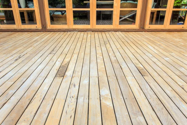 Wooden decking in terrace — Stock Photo, Image