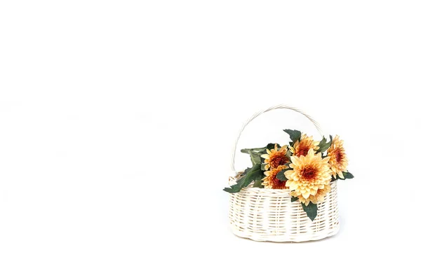 Flower in wooden handmade basket — Stock Photo, Image