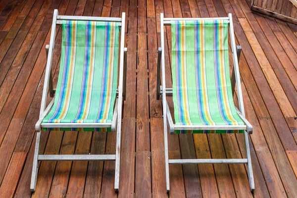 Sun loungers stand on the terrace — Stock Photo, Image