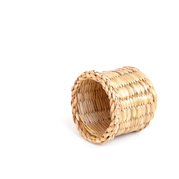 Wooden Basket handmade isolated on white background — Stock Photo, Image