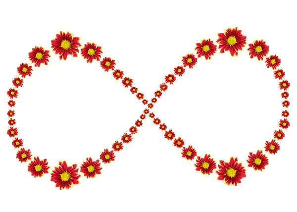 Símbolo infinito de flor roja aislada sobre fondo blanco —  Fotos de Stock