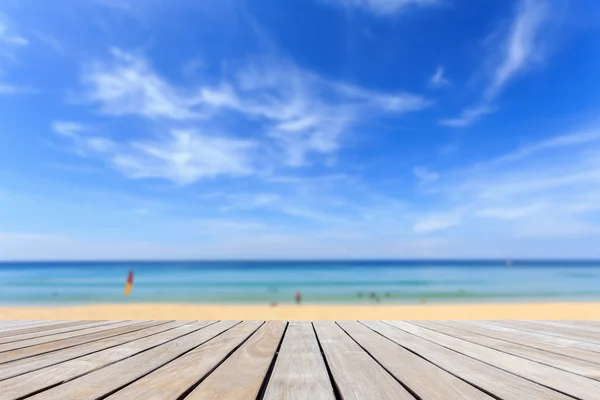 Wood decking and tropical beach — Stock Photo, Image