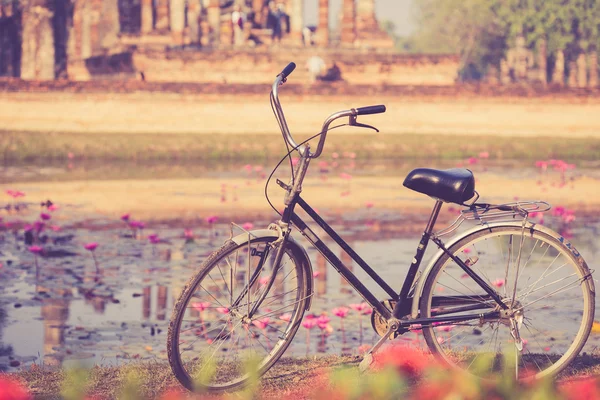 Oldtimer-Fahrrad im historischen Park von Sukhothai — Stockfoto