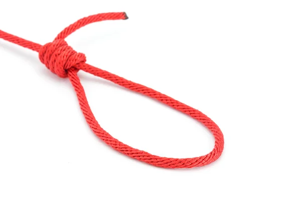 Cuerda roja con nudo — Foto de Stock