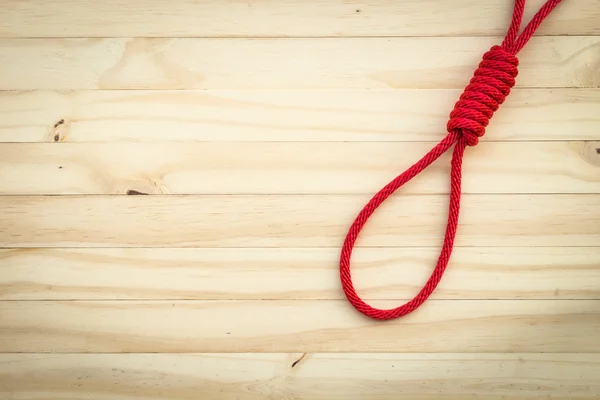 Red rope with knotted — Stock Photo, Image