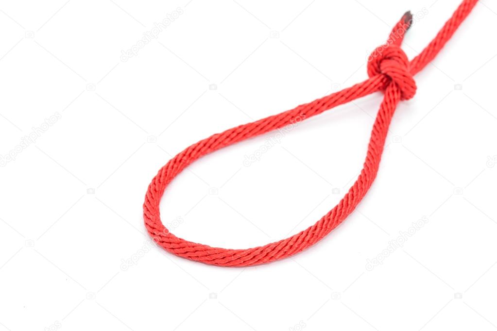 Red rope with knotted