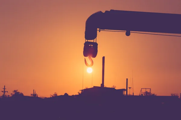 Silhouette of crane hook — Stock Photo, Image