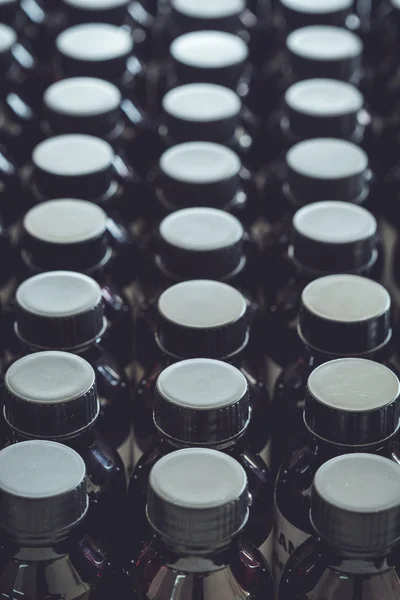 Black plastic bottles — Stock Photo, Image