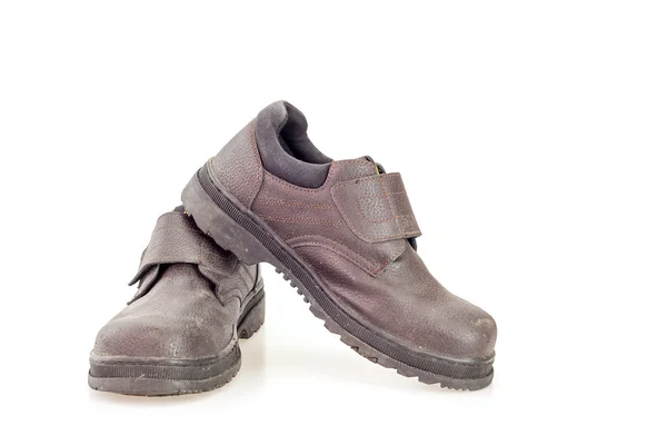 Черные ботинки безопасности — стоковое фото