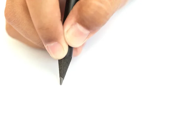 Hand holding black pencil — Stock Photo, Image