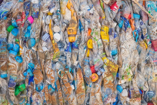 Crushed plastic bottles — Stock Photo, Image