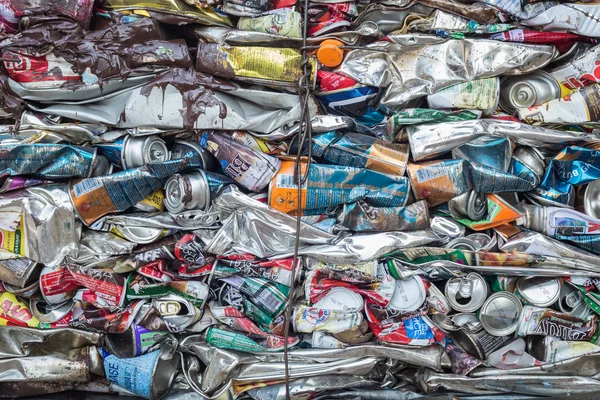 Crushed plastic bottles — Stock Photo, Image