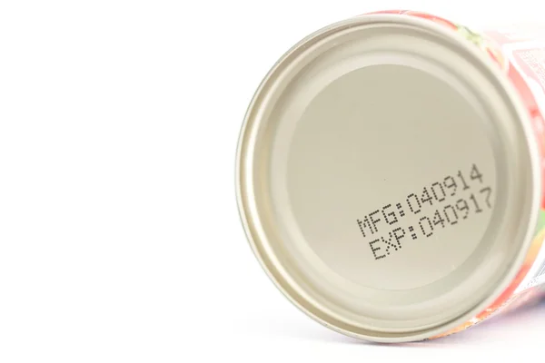 Expiration date on canned food — Stock Photo, Image